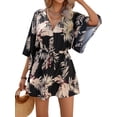 thumbnail image 1 of jinghuiyue Womens Summer Casual Dress V Neck Kimono Sleeve Tropical Print Mini Dresses Beach Vacation Clothes L, 1 of 7