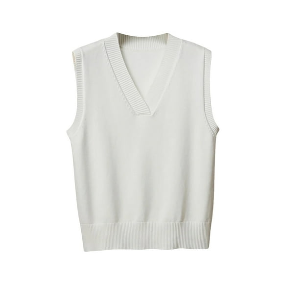 jinghuiyue Womens Sweater Vest V Neck Sleeveless Knitwear Tops Classic Pullover Vests Casual Business Fashion M