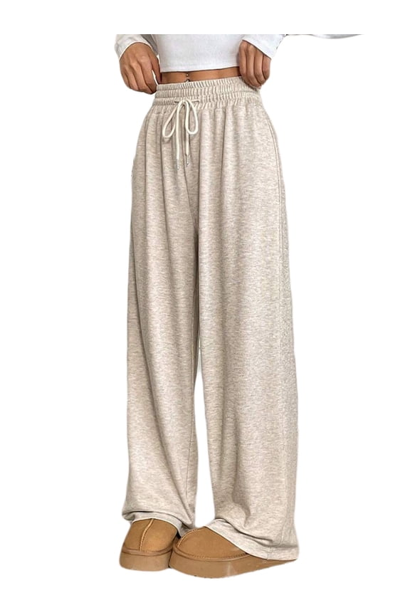 Womens Sweatpants Wide Leg High Waisted Elastic Drawstring Baggy Straight Leg Casual Lounge Pants XL