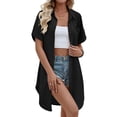 thumbnail image 1 of jinghuiyue Womens Swimsuit Cover Up Shirt Dress Button Down Short Sleeve Beach Bathing Suit Coverup L, 1 of 7