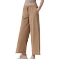 thumbnail image 1 of jinghuiyue Womens Yoga Pants Casual High Waist Wide Leg Elastic Drawstring Capri Palazzo Lounge Trousers with Pockets M, 1 of 7