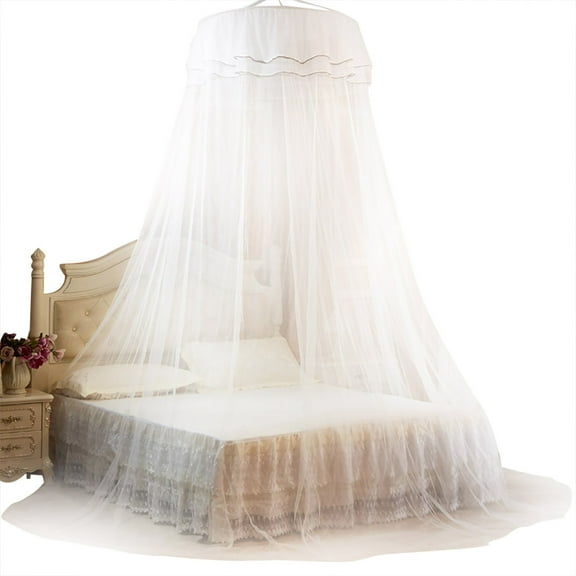 jinliangrun Breathable Round Canopy Lace Princess Style Mosquito Net Bed Curtain Netting (White)