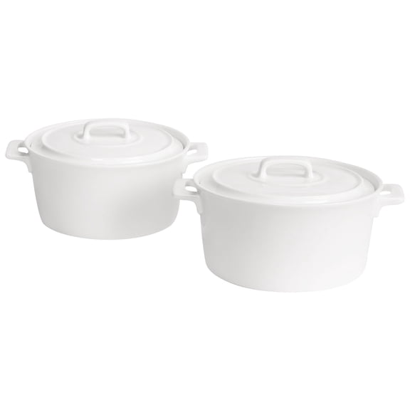 jinsongdafa 6" Mini Casserole Baking Dish Set of 2, 22.9 oz Cocotte with Lids, French Ceramic Serving Soup Tureen, Individual for 1 Person Servings Casserole Dish, Microwave Dishwasher Oven Safe Y101