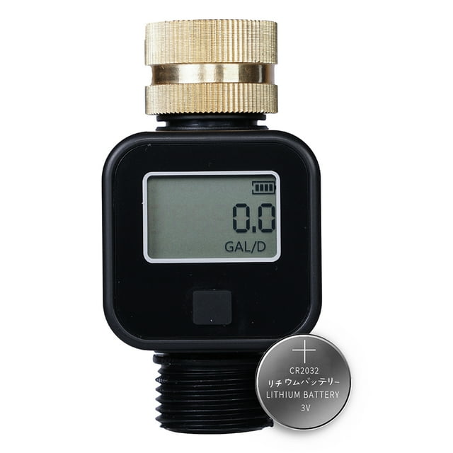 jixopn Garden Hose Water Flow Meter with Brass Inlet 4 Measure Modes