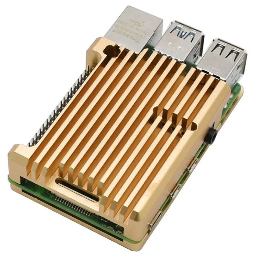 jixopn Metal Housing with Heatsink Open Case Design for RPI (Gold