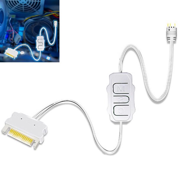jixopn SATA To 5V 3 Pin RGB SYNC Controller Adapter SATA Power Supply