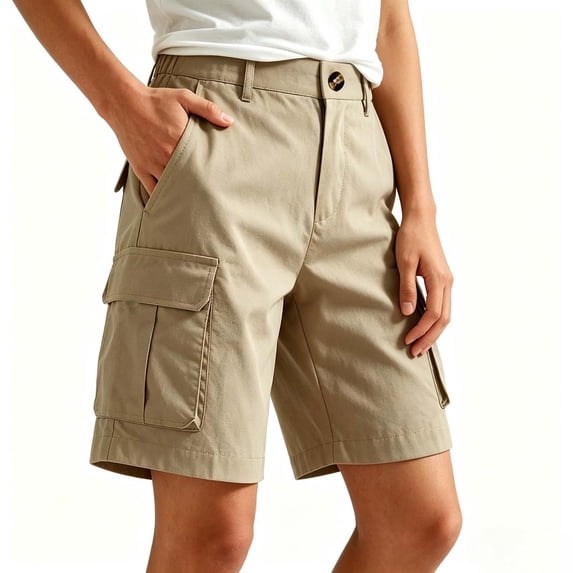 jjayotai Bermuda Shorts for Women High Waisted Cargo Shorts Knee Length Wide Leg Shorts Summer Casual Hiking Shorts with Pockets