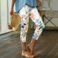 thumbnail image 1 of jjayotai Boho Floral Print Leggings for Women, Trendy Art Painting Beach Summer Fall Clothes Yoga Pants High Waisted Capri Trousers, 1 of 7