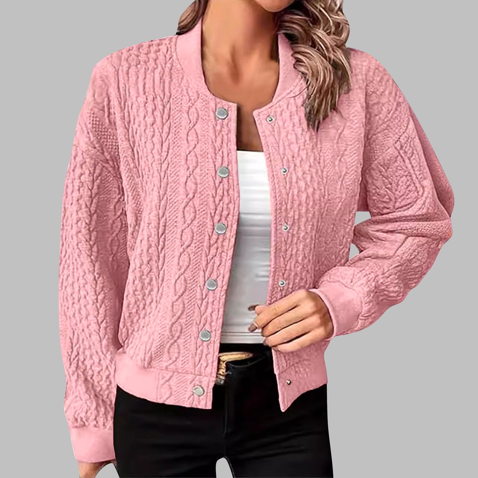 ダウンジャケット・コート MLB Women's Basic Coopers Button Crop Cardigan NY MgPink 3FK jjayotai-Cardigan-Sweaters-for