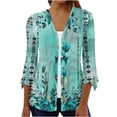 thumbnail image 1 of jjayotai Cardigan for Women, 3/4 Sleeve Kimono 2024 Retro Print Open Front Cardigans Lightweight Boho Tunic Tops Jackets, 1 of 5