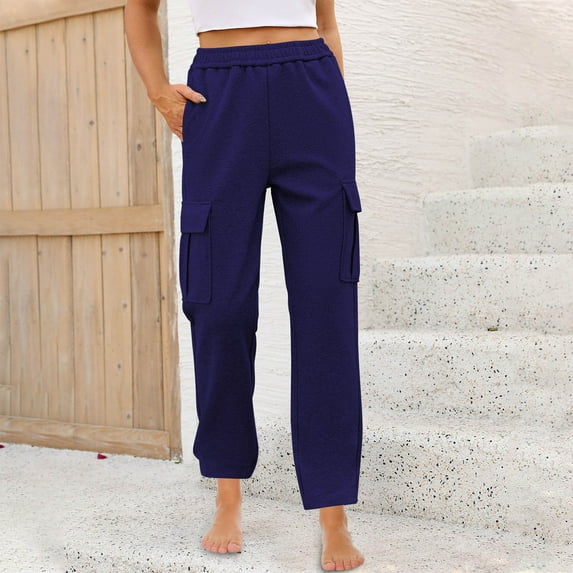 jjayotai Cargo Sweatpants for Women, Elastic High Waisted Straight Leg Pants Athletic Workout Jogger Y2k with Pockets