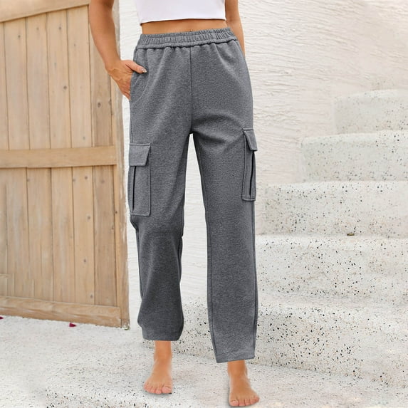 jjayotai Cargo Sweatpants for Women, Elastic High Waisted Straight Leg Pants Athletic Workout Jogger Y2k with Pockets