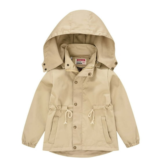 jjayotai Children's Boys Girls Waterproof Hooded Jacket Cotton Lining Raincoat Coats Khaki 3-4 Years