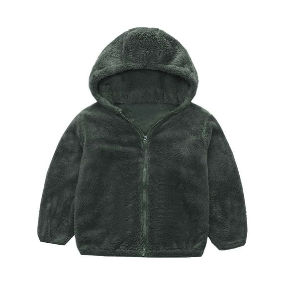 jjayotai Children's Fleece Hooded Wool Coat Sweater Zipper Shirt Tops Boys Girls Casual Warm Jacket Green 5-6 Years