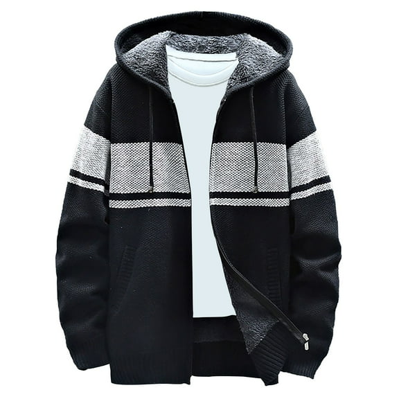 jjayotai Clearance Sweater For Men Men's Hooded Sweater Autumn And Winter Stand Collar Jumpers Fashion Casual Slim Knit Warm Cardigan Coat