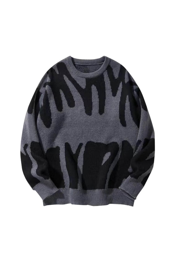 Clearance Sweater For Men Men's Round Neck Sweater Flame Printed Retro Pullover Lazy Loose Fashion Jacket Jumpers