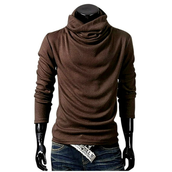 jjayotai Clearance Sweater For Men Men's Turtleneck Sweater Solid Color Pullover Long Sleeve Loose Base Shirt Top Warm Jumpers
