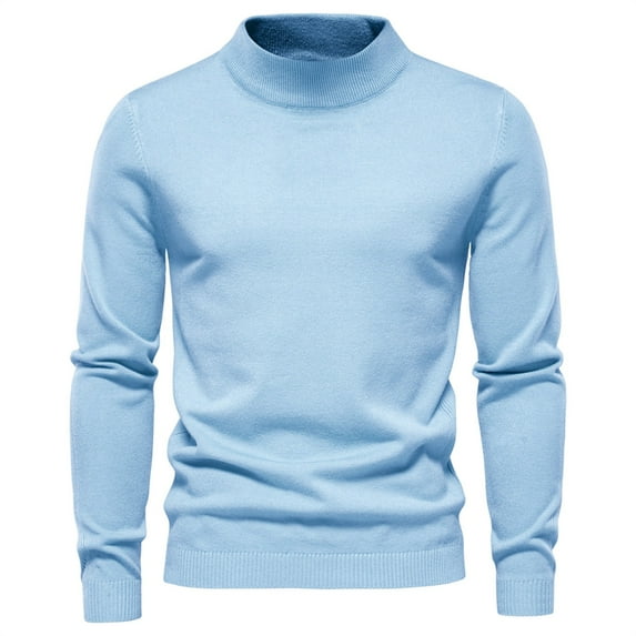 jjayotai Clearance Sweater For Men Men's Turtleneck Sweater Solid Color Pullover Long Sleeve Loose Base Shirt Top Warm Jumpers