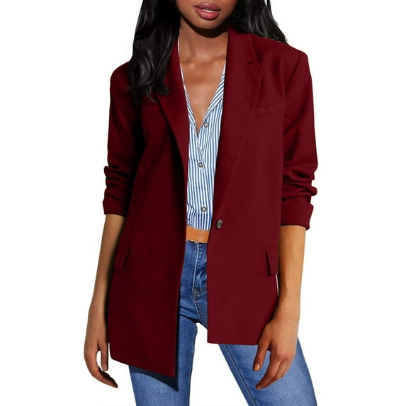 jjayotai Clearance Womens 2024 Blazer Jackets, Fashion Spring Fall Lapel Collar Buttons Long Sleevel Business Casual Outwear