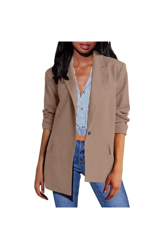Clearance Womens 2024 Blazer Jackets, Fashion Spring Fall Lapel Collar Buttons Long Sleevel Business Casual Outwear