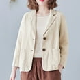 thumbnail image 1 of jjayotai Clearance Womens Blazer Jacket, Cotton Linen Casual Work Office Long Sleeve Suit Loose Fit 2 Buttons Solid Tops, 1 of 8