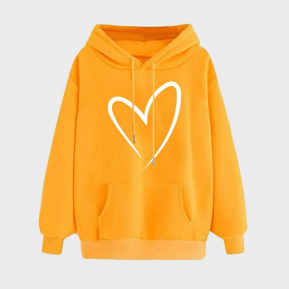 jjayotai Cute Hoodies for Women, Love Heart Printed Sweatshirts Long Sleeve Hooded Pullover Fall Winter Trendy Clothes Y2K Hoodie Tops