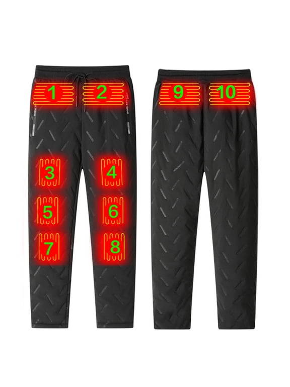 Electric Heated Pants for Men, Windproof Waterproof Ski Pants Thermal Outdoor Sweatpants with Zipper Pocket Black XL