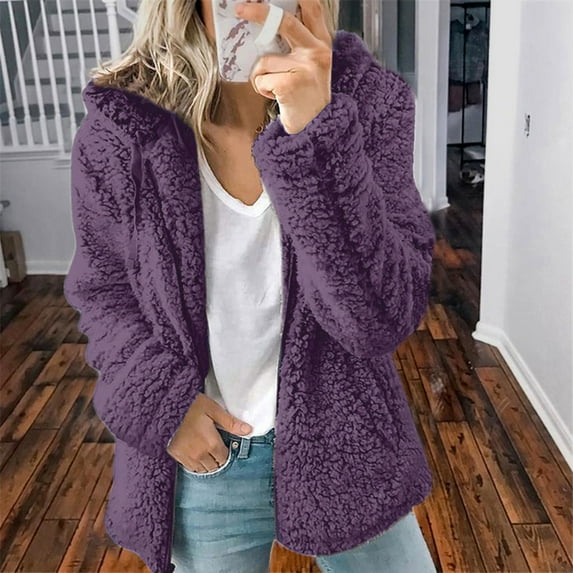 jjayotai Fashion Womens Hoodies, Casual Solid Hooded Warm Jackets Zipper Cardigan Tops Fall Winter Coat