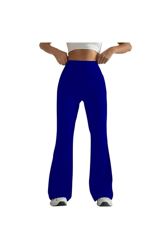 Flare Leggings for Women, Bootcut Yoga Pants for Women High Waisted Workout Bootleg Work Pants Dress Trousers Blue XXL