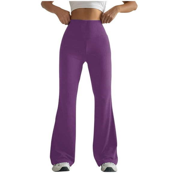 jjayotai Flare Leggings for Women, Bootcut Yoga Pants for Women High Waisted Workout Bootleg Work Pants Dress Trousers Purple S