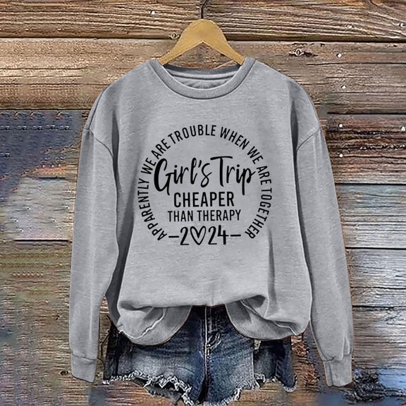 jjayotai Girl's Trip 2024 Sweatshirt for Women, Long Sleeve Crew Neck Sweater Mommy Gift Sister Travel Vacation Pullover Tops