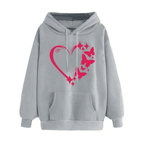 jjayotai Hoodies For Women, Long Sleeve Oversized Love Heart Graphic Sweatshirt Fall Winter Casual Fashion Pullover Tops with Pocket