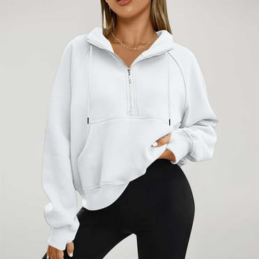 jjayotai Hoodies for Women, Trendy Y2k Half Zip Long Sleeve Drawstring Sweatshirts Casual Comfy Fall Winter Coat Top with Pocket