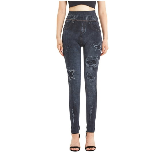 jjayotai Jeggings for Women, High Waist Stretchy Jeans, Slim Fit Leg Pull on Jean Soft Breathable Denim Pants with Pockets Black S