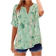 thumbnail image 1 of jjayotai Jjayotai Womens Summer Tunic Tops, Button Down Shirts, Short Sleeve T-shirts, Beach Vacation Clothes, V Neck Blouses for Women Multicolor^9 M, 1 of 6