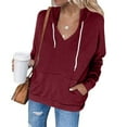 thumbnail image 1 of jjayotai Kangaroo Pocket Hoodies for Women, V Neck Lightweight Solid Sweatshirts Long Sleeve Tops, 1 of 5