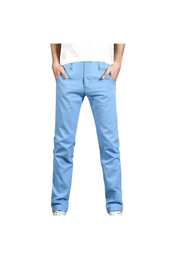 Men's Leisure Long Pants Fashion Trend Men's Micro Elastic Slim Tie Elastic Small Straight Leg