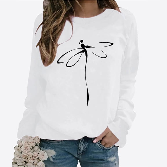 jjayotai Long Sleeve Outfits for Women, Fall Winter Boat Neck Dragonfly Work Out Yoga Outfits Sweatshirts Womens 2024