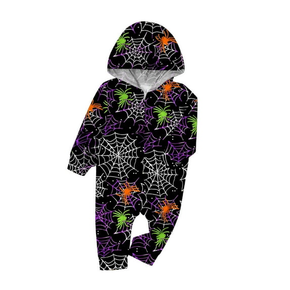 jjayotai Matching Family Pajamas Sets, One-Piece Hooded Jumpsuit Halloween Cute Printed Romper Pajamas Set Holiday Sleepwear, Suit for Baby