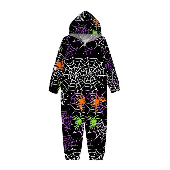 jjayotai Matching Family Pajamas Sets, One-Piece Hooded Jumpsuit Halloween Cute Printed Romper Pajamas Set Holiday Sleepwear, Suit for Kid