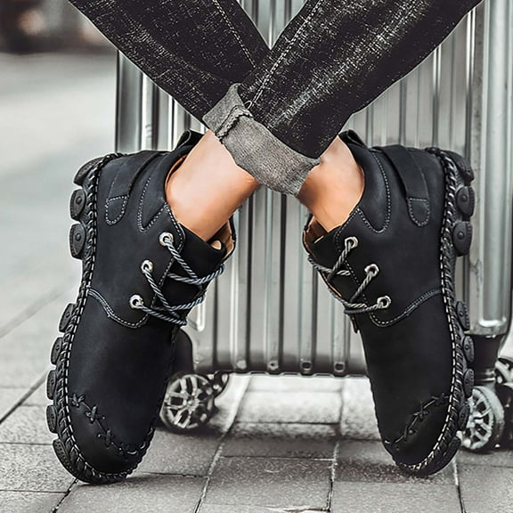 jjayotai Men Shoes Clearance Sale Men'S High-Top Lace-Up Casual Platform Hiking Shoes Rollbacks