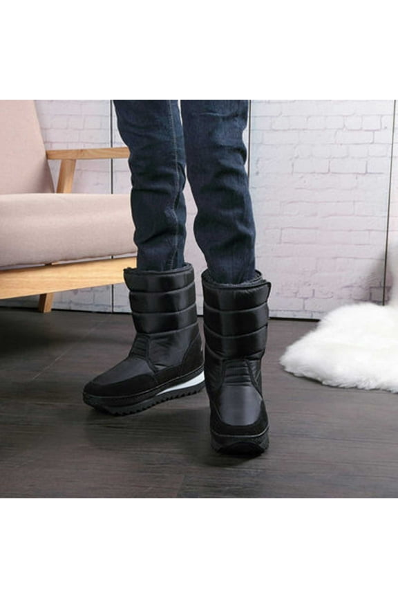 Men Shoes Clearance Sale Mens Winter Solid Color Keep Warm Ankle Shoes Plus Velvet Boot Flat Snow Boots Rollbacks