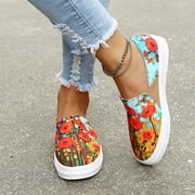 jjayotai Men Shoes Clearance Sale Women Fashion Shoes Casual Floral Print Canvas Flat Slip-On Sneaker Rollbacks