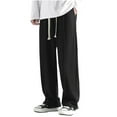 thumbnail image 1 of jjayotai Men's Baggy Sweatpants, Drawstring Elastic Waist Trousers, Y2K Loose Wide Leg Long Pants with Pocket Black XXXXXL, 1 of 7
