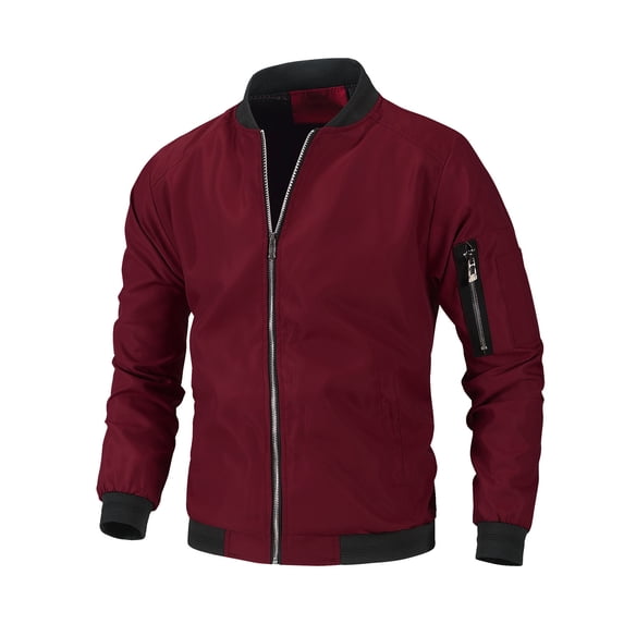 jjayotai Men's Bomber Jacket Coat, Slim Fit Lightweight Softshell Flight Bombers Outwear Fall Winter 2024 Wine XL