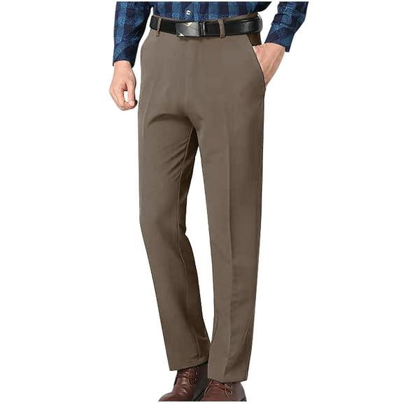 jjayotai Men's Dress Pants, Classic Fit Flat Front Casual Pant, No Pleated Elastic Waist Regular Fit Premium Comfort Slacks Big & Tall Sizes Trousers Bronze XXXXXL 39