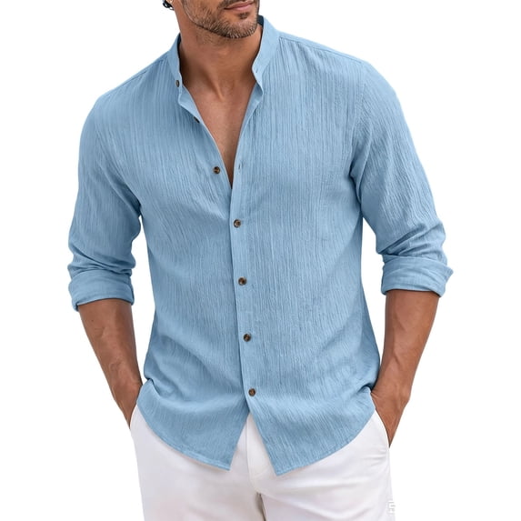 jjayotai Men's Henley Shirts Casual Long Sleeve Button down Shirts Loose Fit Beach Shirts 2026 Summer Vacation