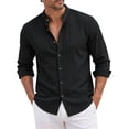 thumbnail image 1 of jjayotai Men's Henley Shirts Casual Long Sleeve Button down Shirts Loose Fit Beach Shirts 2026 Summer Vacation, 1 of 6