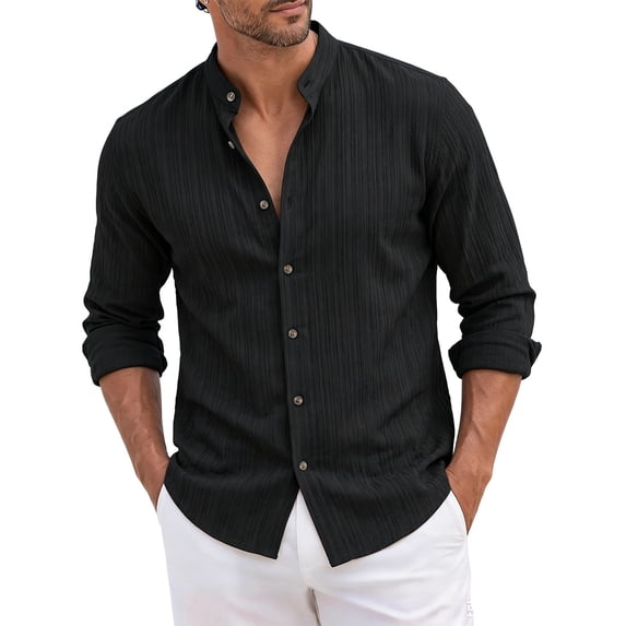 jjayotai Men's Henley Shirts Casual Long Sleeve Button down Shirts Loose Fit Beach Shirts 2026 Summer Vacation
