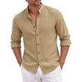 thumbnail image 1 of jjayotai Men's Henley Shirts Casual Long Sleeve Button down Shirts Loose Fit Beach Shirts 2026 Summer Vacation, 1 of 6